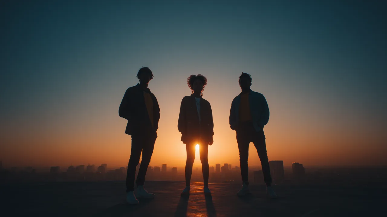 Three empowered teens standing at golden hour overlooking a city, representing REIGN Ministries